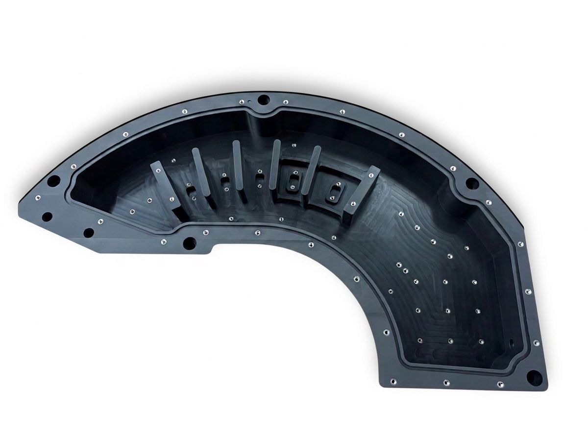 Glass-filled nylon arc-shaped housing with stainless steel threaded inserts